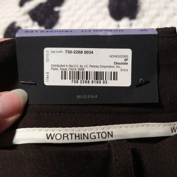 Worthington Modern Fit Brown Trousers NWT - Picture 5 of 6